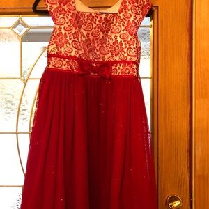 Girl’s red party dress